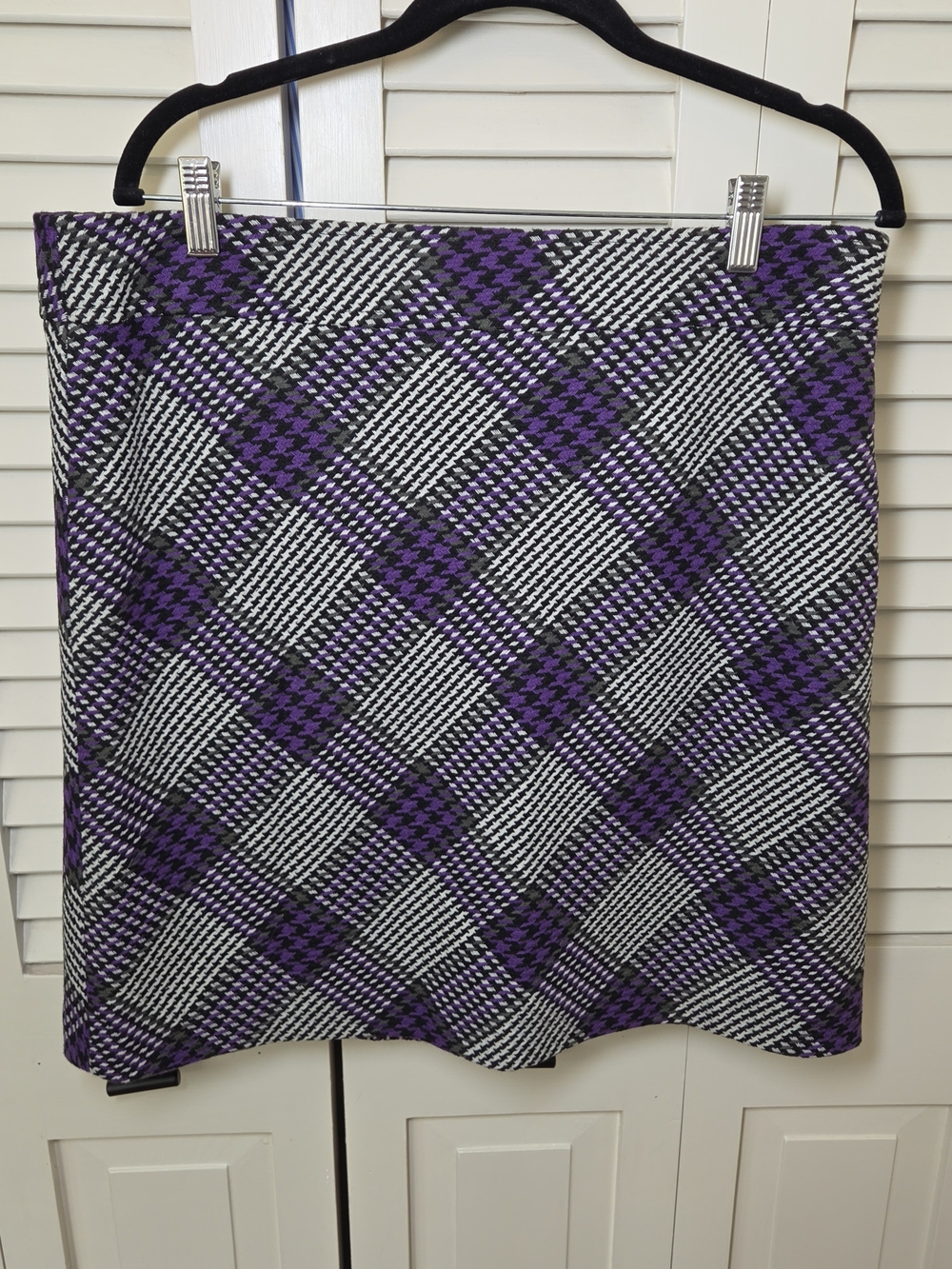 LOFT Purple Black White Plaid Mini Skirt